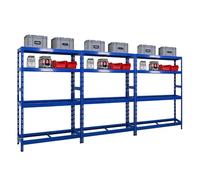 PROREGAL Mega Deal | 3X Étagère à pneus Tiger | HxLxP 180x120x40 cm | jusqu'à 12 pneus sur 2 Niveaux | avec 2 étagères | Bleu