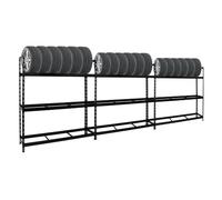 PROREGAL Mega Deal 3X Étagère à pneus Tiger XL | HxLxP 200x180x45cm | Charge Max. 300kg | Jusqu'à 63 pneus | Noir | Porte-Pneu, Rack à pneus, rayonnage, Stockage, Rangement, Support, Atelier, Garage