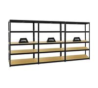 PROREGAL Mega Deal 3X Étagère Charge Lourde BIG Elephant M | HxLxP 180x120x60cm | 250kg par Niveau | Noir | Lot d'étagères Robustes de Garage, Atelier, Cave, sous-Sol, Stockage, Rangement