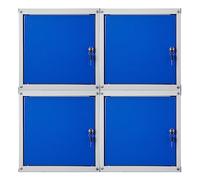 PROREGAL Mega Deal 4X Casier métallique verouillable Cubic | HxLxP 35x35x35cm | Gris/Bleu | Armoire à casier Cube, Consigne Polyvalente, vestiaire, Placard en métal