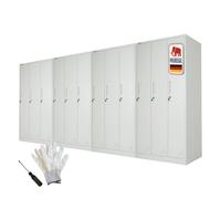 PROREGAL Mega Deal 4X Casier vestiaire Metallique Elephant 3 casiers avec Barre de Penderie HxLxP 180x90x50cm Gris Clair Armoire vestiaire Métallique