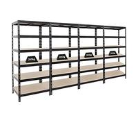 PROREGAL Mega Deal 4X Étagère Charge Lourde Giant Tiger | HxLxP 200x90x60cm | 265kg par Niveau | Noir | 6 Niveaux | Étagère Robuste de Garage, Atelier, Cave, sous-Sol, Stockage, Rangement, rayonnage
