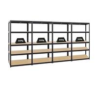 PROREGAL Mega Deal 4X Étagère Charge Lourde Slim Elephant M | HxLxP 180x90x60cm | 5 Niveaux | 350kg par Niveau | Noir | Lot d'étagères Robustes de Garage, Atelier, Cave, sous-Sol, Stockage, Rangement
