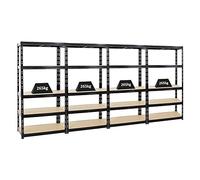 PROREGAL Mega Deal 4X Étagère Charge Lourde Tiger | HxLxP 180x90x45cm | 265kg par Niveau | Noir | Étagère Robuste de Garage, Atelier, Cave, sous-Sol, Stockage, Rangement, rayonnage