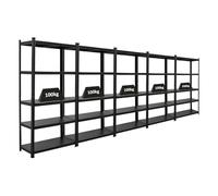 PROREGAL Mega Deal 5X All Black Series étagère pour Charges Lourdes Ragnar | HxLxP 180x90x45cm | Capacité de Charge 100kg | Noir Mat