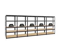 PROREGAL Mega Deal 5X Étagère Charge Lourde Slim Elephant M | HxLxP 180x90x60cm | 5 Niveaux | 350kg par Niveau | Noir | Lot d'étagères Robustes de Garage, Atelier, Cave, sous-Sol, Stockage, Rangement