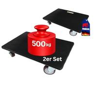 PROREGAL Profi Plateau Roulant Hercules Charge Lourde 40x60cm Capacité de Charge 500kg 4 roulettes en Caoutchouc & poignée Contreplaqué avec revêtement en Caoutchouc 2 pièces pour Meuble