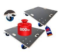 PROREGAL Profi Plateau Roulant Hercules Charge Lourde 80x60cm Capacité de Charge 800kg 4 Gummirollen mit Bremse & Griff Plaque de sérigraphie 2 pièces pour Meuble, Plante & demenagement