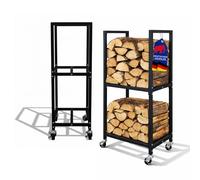 PROREGAL Range-bûches PHOENIX à roulettes et 2 niveaux | Pour usage intérieur et extérieur | HxLxP 82x44x28 cm | Métal | Noir | Support à bûches