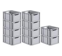 PROREGAL SET SUPER ÉCONOMIQUE 10x Bac Euro NextGen Grip | HxLxP 22x30x40cm | 20 litres | Poignées ouvertes | Fond lisse | Eurobox, boîte industrielle, boîtes de rangement, empilables
