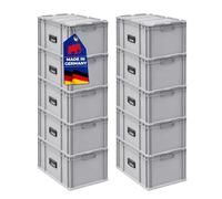 PROREGAL SET SUPER ÉCONOMIQUE 10x Bac Euro NextGen Portable | HxLxP 33,5x40x60cm | 65 litres | Eurobox, boîte industrielle, boîtes de rangement, empilables, conteneur de stockage, bacs de rangement