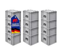PROREGAL SET SUPER ÉCONOMIQUE 12x Bac Euro NextGen Portable | HxLxP 33,5x30x40cm | 30 litres | Eurobox, boîte industrielle, boîtes de rangement, empilables, conteneur de stockage, bacs de rangement