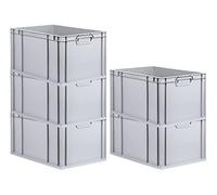 PROREGAL SET SUPER ÉCONOMIQUE 5x Bac Euro NextGen Grip | HxLxP 32x40x60cm | 65 litres | Poignées fermées | Fond renforcé | Eurobox, boîte industrielle, boîtes de rangement, empilables