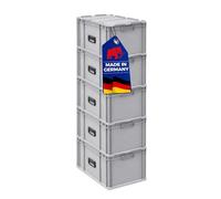 PROREGAL SET SUPER ÉCONOMIQUE 5x Bac Euro NextGen Portable | HxLxP 33,5x40x60cm | 65 litres | Eurobox, boîte industrielle, boîtes de rangement, empilables, conteneur de stockage, bacs de rangement