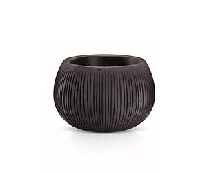 Prosperplast Beton Bowl Pot de fleurs en plastique 2 en 1 avec pot rond en couleur ciment noir 19,5 (Hauteur) x 29 (Profondeur) x 29 (largeur) cm