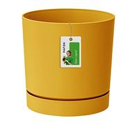 Prosperplast Cache-Pot Fleuri - 11 x Ø 10,8 cm - Pot de Fleur avec Soucoupe Rond Tubo P 0,7l, Jaune, DPOP110