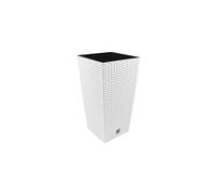 Prosperplast Carre Rato Square Pot de Fleur 7 L en Plastique, rotin Osier Style, en Blanc