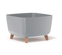 Prosperplast Gracia Square Pot de Fleurs avec Pieds Amovibles avec Insert pour l'intérieur et l'extérieur - Pot de Fleurs carré en Plastique résistant aux UV - 39 x 39 x 27 cm - Gris Clair