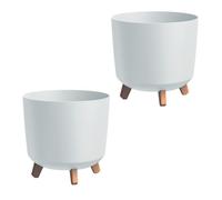 Prosperplast Gracia Tubus - Lot de 2 pots de fleurs - sur pied - Avec système d'arrosage intégré - hauteur 28,5 cm - Blanc