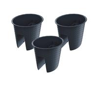 PROSPERPLAST Jardinière de balcon « Ratolla Railing » aspect rotin, lot de 3 (Ovale, anthracite, 298x242x225 mm)