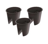 PROSPERPLAST Jardinière de balcon « Ratolla Railing » aspect rotin, lot de 3 (Ovale, marron, 298x242x225 mm)