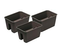 PROSPERPLAST Jardinière de balcon « Ratolla Railing » aspect rotin, lot de 3 (rectangulaire, marron, 396x272x225 mm)