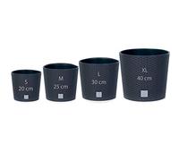 PROSPERPLAST Lot 4 pots ronds (4,7/8,7/15,3/37,65 litres) Rato Plastique rond de couleur anthracite avec dépôt