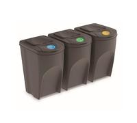 Prosperplast Poubelle SORTIBOX 3x35 L - Gris pierre