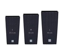 PROSPERPLAST Lot de 3 pot de fleurs Rato Square plastique anthracite avec dêpot