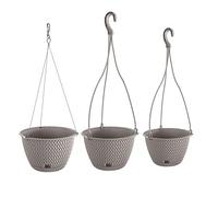 PROSPERPLAST Lot de 3 Pots Ronds Suspendus (3/4,8/4,8 litres) Splofy Round en Plastique Gris
