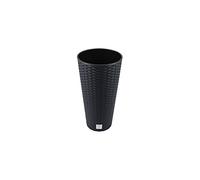 PROSPERPLAST Pot à Fleurs Pot Pot Surface Ronde Anthracite revêtement Imitation rotin Plante DRTUS + 8 litres