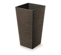 Prosperplast Pot de Fleurs 2 en 1 avec Pot intérieur - en Plastique - Aspect Bois - 26,5 cm x 26,5 cm x 50 cm - Marron café