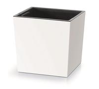 Prosperplast Pot de Fleurs 2 en 1 avec Pot intérieur - en Plastique - Carré - 29,5 x 29,5 x 29 cm - Blanc