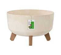 Prosperplast Pot de Fleurs avec Pieds - 17,5 x Ø 28,5 cm - Pot de Fleurs Effet béton Gracia - Crème - DGRL300LE