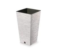 Prosperplast Pot de Fleurs Furu Square Eco Wood Aspect Bois Naturel Blanc, 20 x 20 x 38 cm - Usage intérieur et extérieur pour Jardin, terrasse et Balcon