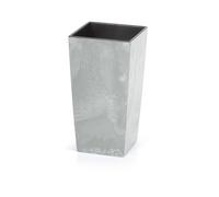 PROSPERPLAST Pot de fleurs Urbi Square, en plastique (gris, l 24 x h 45 x p 24 cm)
