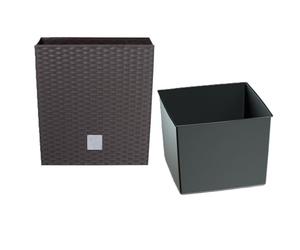 PROSPERPLAST Rato 15,8 litres avec bac de plantation ocre foncé 26,2 x 26,2 x 26,6 cm.