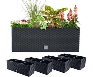Prosperplast Rato Case Pot de jardin en rotin 17 L Anthracite - Lot de 4 pièces