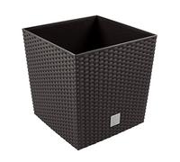 Prosperplast Rato Low 40 cm Pot de Fleur Carre, en Plastique rotin Osier Style, en Umbra