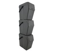 Prosperplast Set de 3 poubelles de recyclage 75 litres gris