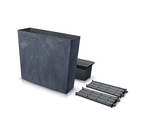 Prosperplast Urbi Case Beton Effect Tower Bac à fleurs avec pot de fleurs intérieur, rectangulaire, en plastique, aspect béton, pour l'intérieur et l'extérieur, 77 x 23,5 x 68,7 cm, anthracite