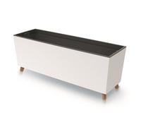 Prosperplast Urbi Case N Jardinière rectangulaire avec pieds et pot intérieur pour l'intérieur et l'extérieur Résistant aux UV Blanc 77 x 23,5 x 30 cm