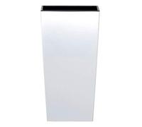 Pot de fleur en plastique carré - Blanc - 62 cm de hauteur - Capacité de 49L - Bac intérieur de 23L