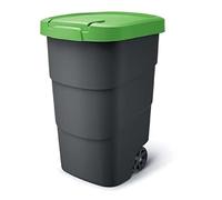 Prosperplast Wheeler Poubelle de 110 l, avec roues et couvercle, universelle, en plastique, verte