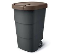 Prosperplast Wheeler 90 litre poubelle en anthracite avec couvercle marron