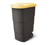 Prosperplast Wheeler - Poubelle universelle avec roulettes et couvercle (90 L), jaune