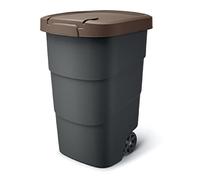 Prosperplast Wheeler Poubelle universelle en plastique avec roues et couvercle 110 l (marron)