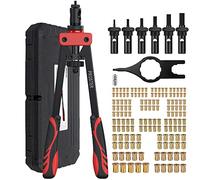 Proster 14" Riveteuse Manuelle - Pince à Insert Fileté Professionnelle avec Mandrins Interchangeables M3-M10, 150PCS Écrous, Économie d’Effort pour Réparation Auto, Métal, Atelier, Bricolage (Rouge)