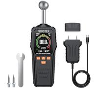 Proster Humidimètre Numérique Spherical&Pin 2 en 1 - Testeur Humidité Sans Contact, Auto Calibrage, Rechargeable, Affichage LED, Alarme - Détecteur Humidité Bois Mur Béton Plâtre Textile
