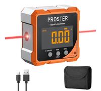 Proster Inclinomètre Numérique avec Laser 4 Côtés Magnétiques - Niveau Digital Rechargeable Précision ±0.1° Écran LCD VA IP54 Étanche Outil de Mesure d’Angle pour Menuiserie Chantier et Décoration